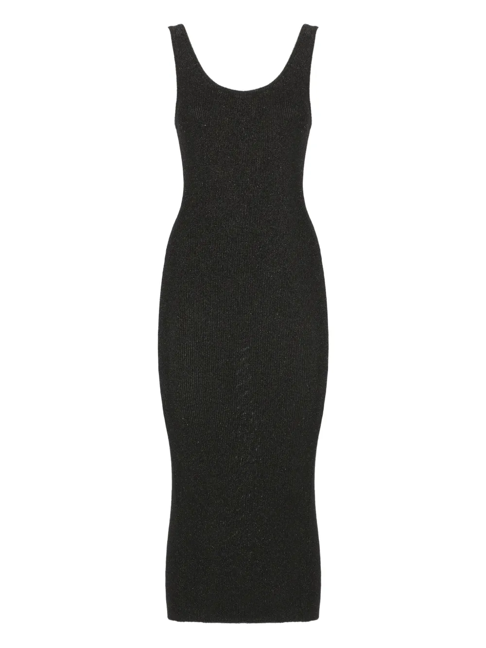 Mc2 Saint Barth Ribbed Sleeveless Midi Dress In Black