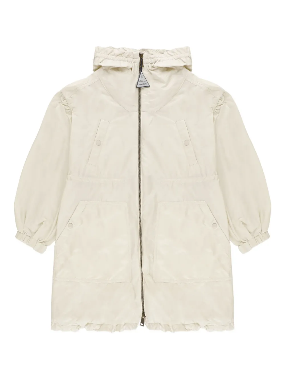 Moncler Enfant hooded ruffled coat Wit