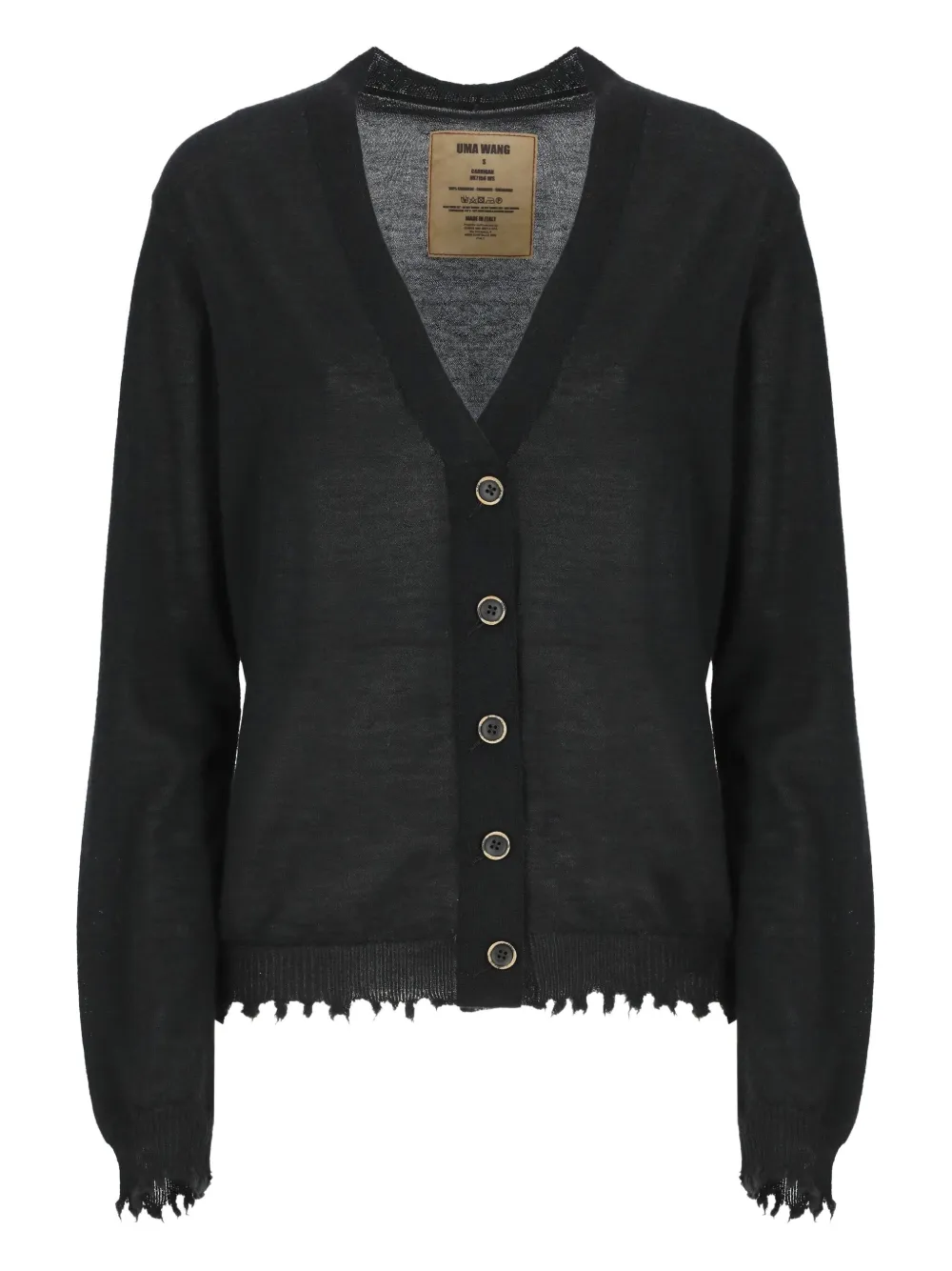 V-neck frayed-edge cardigan