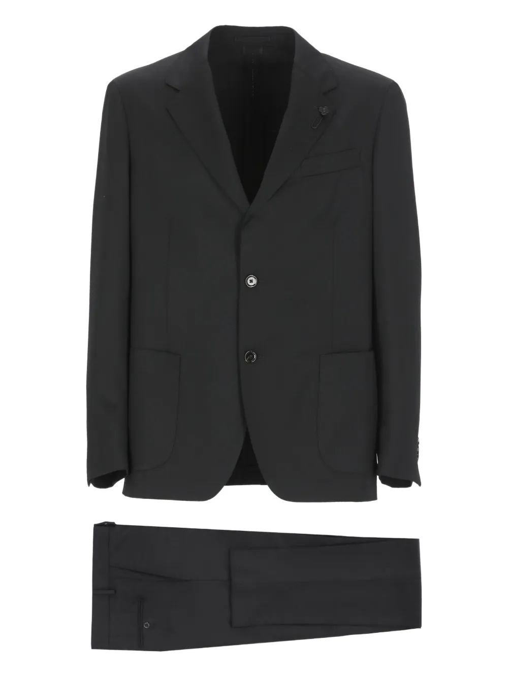 pin-fastening welt-pocket suit
