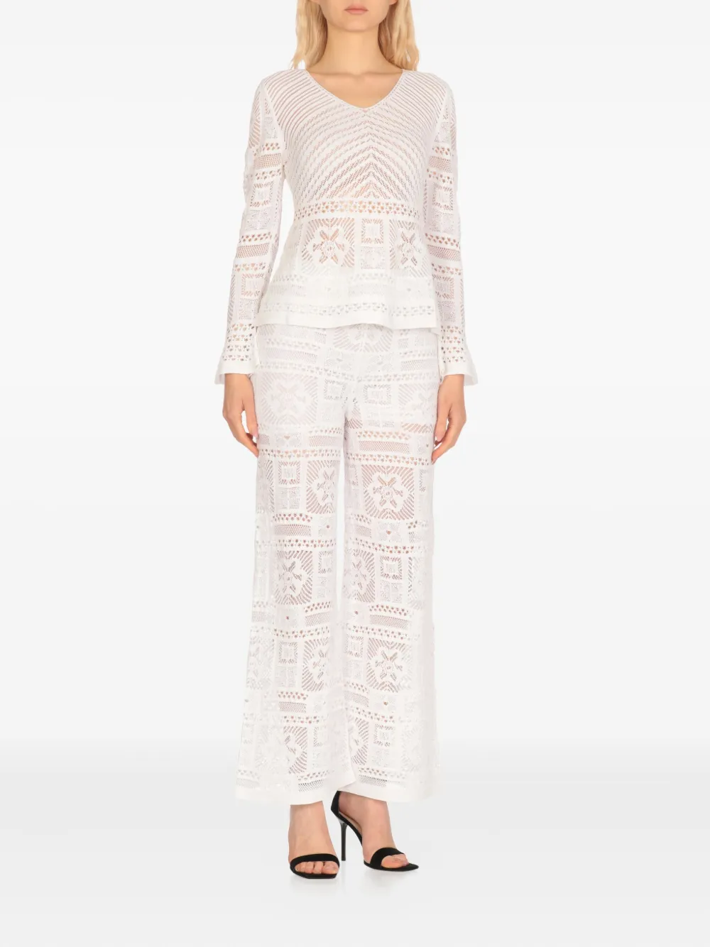 D.Exterior V-neck lace blouse - Wit