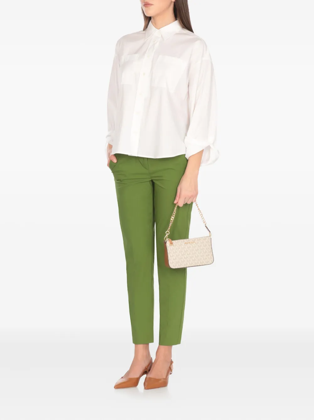 Michael Michael Kors Monogram Chain Shoulder Bag In Neutral