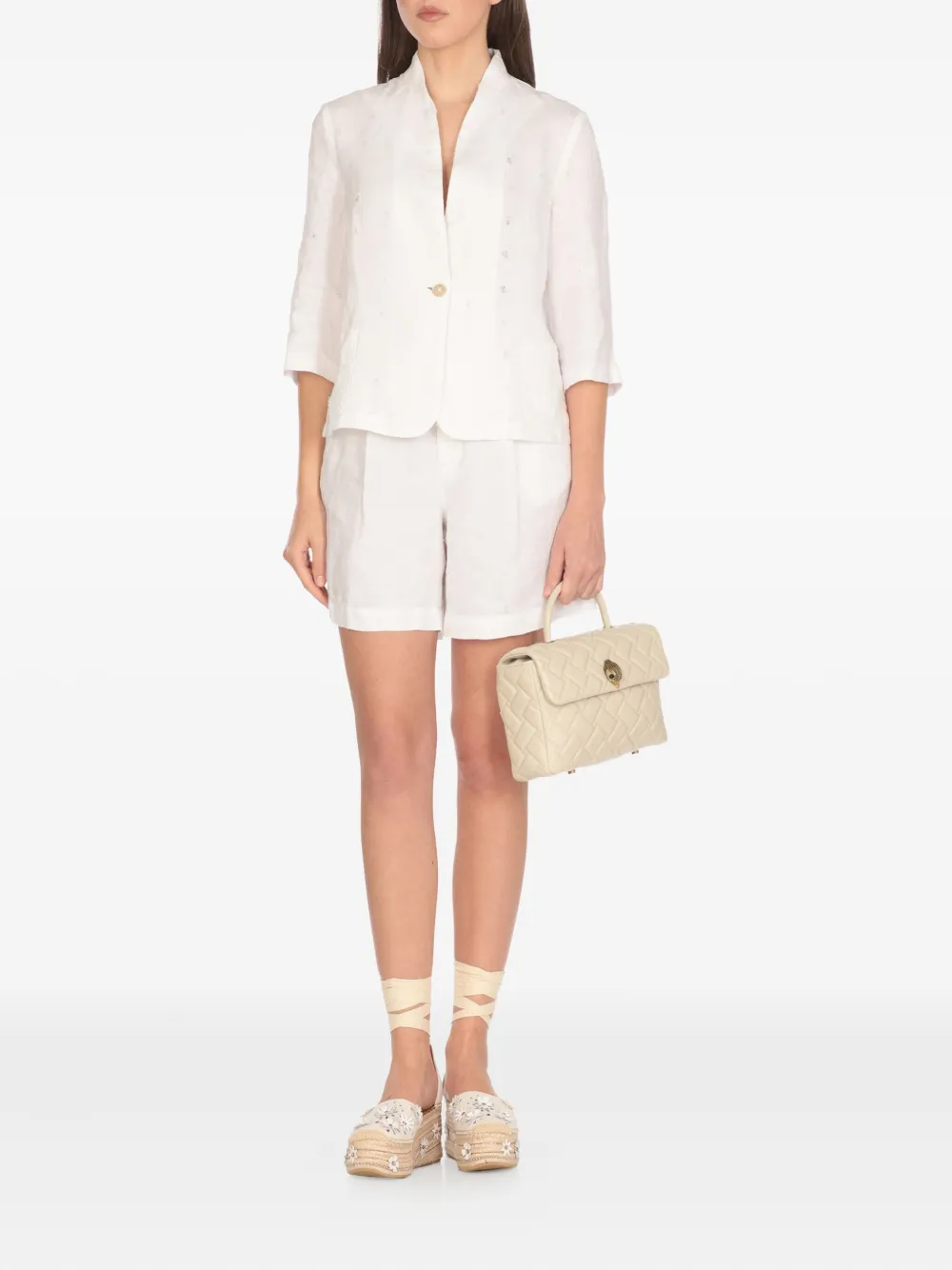 120% Lino pleated linen shorts - Wit