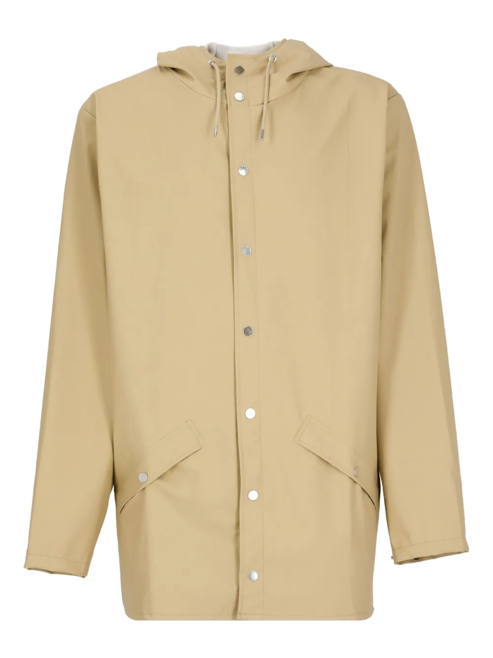 hooded button-down raincoat