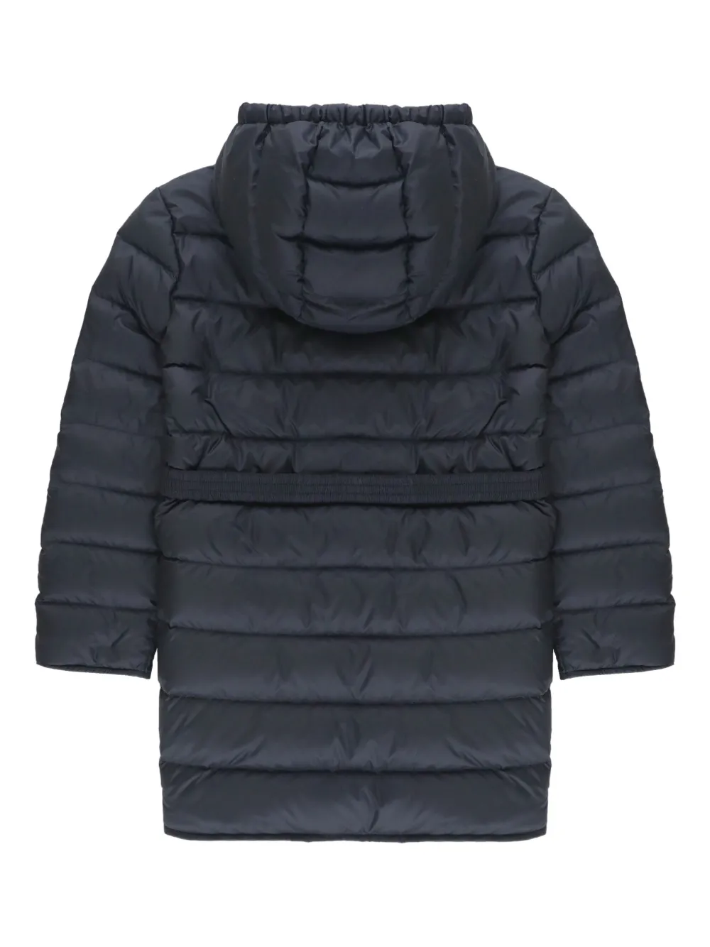 Moncler Enfant Donsjack met capuchon en ceintuur Zwart