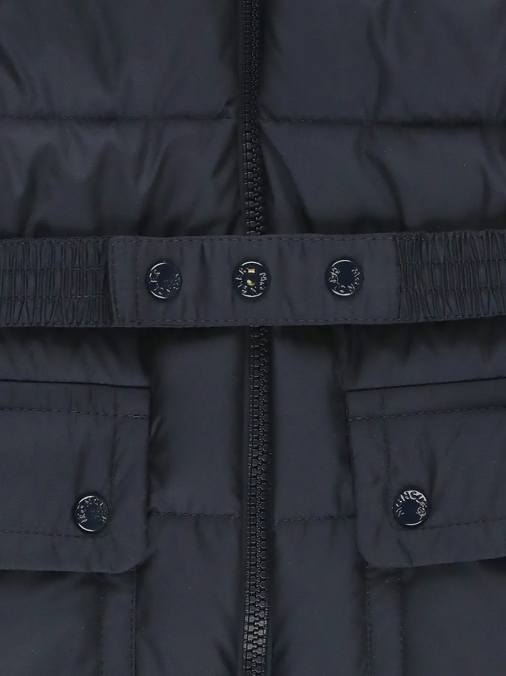 Moncler Enfant Donsjack met capuchon en ceintuur Zwart