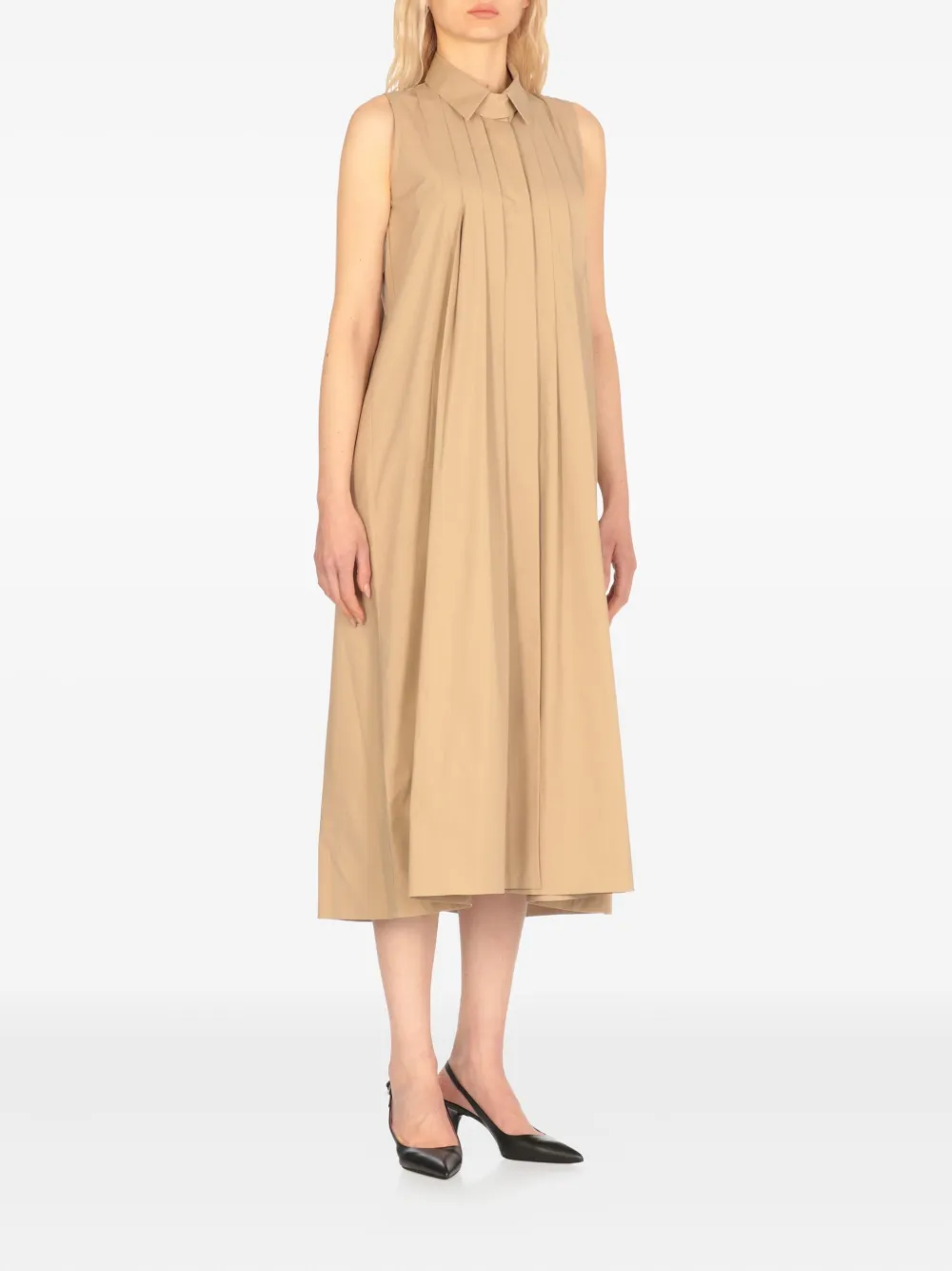Antonelli Mantova pleated midi shirt dress - Bruin