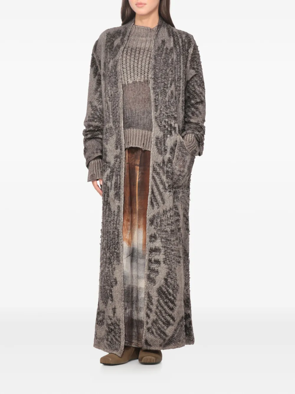 Avant Toi open-front long cardigan Grijs
