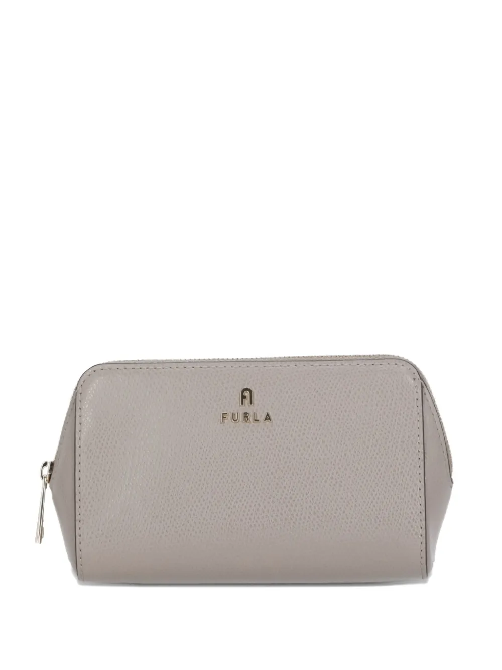 zip-fastening leather make up bag