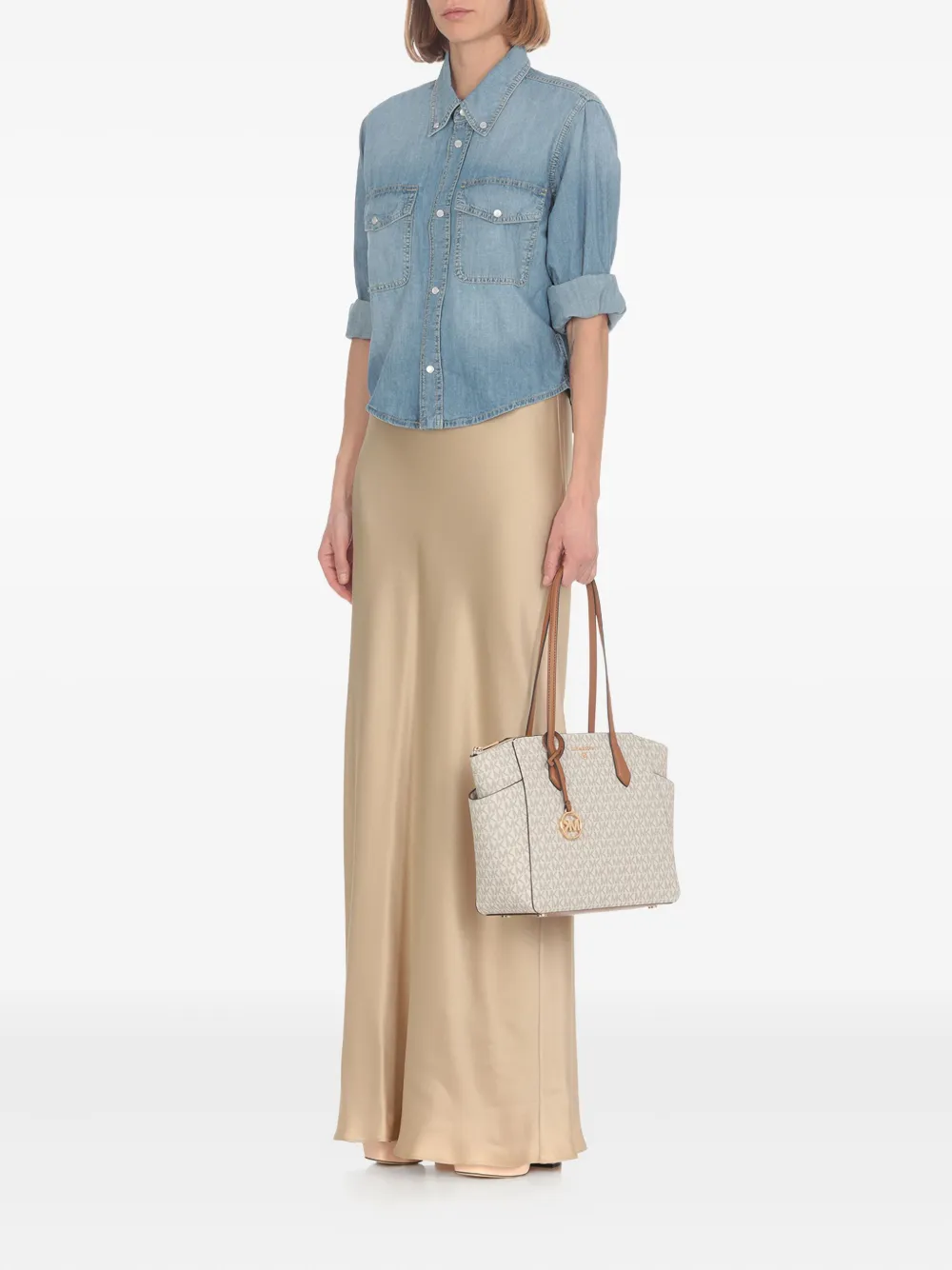 Michael Kors Schoudertas met monogram en logobedel Wit