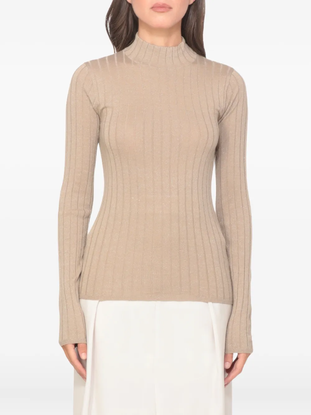 Brunello Cucinelli Geribbelde lurex trui Beige