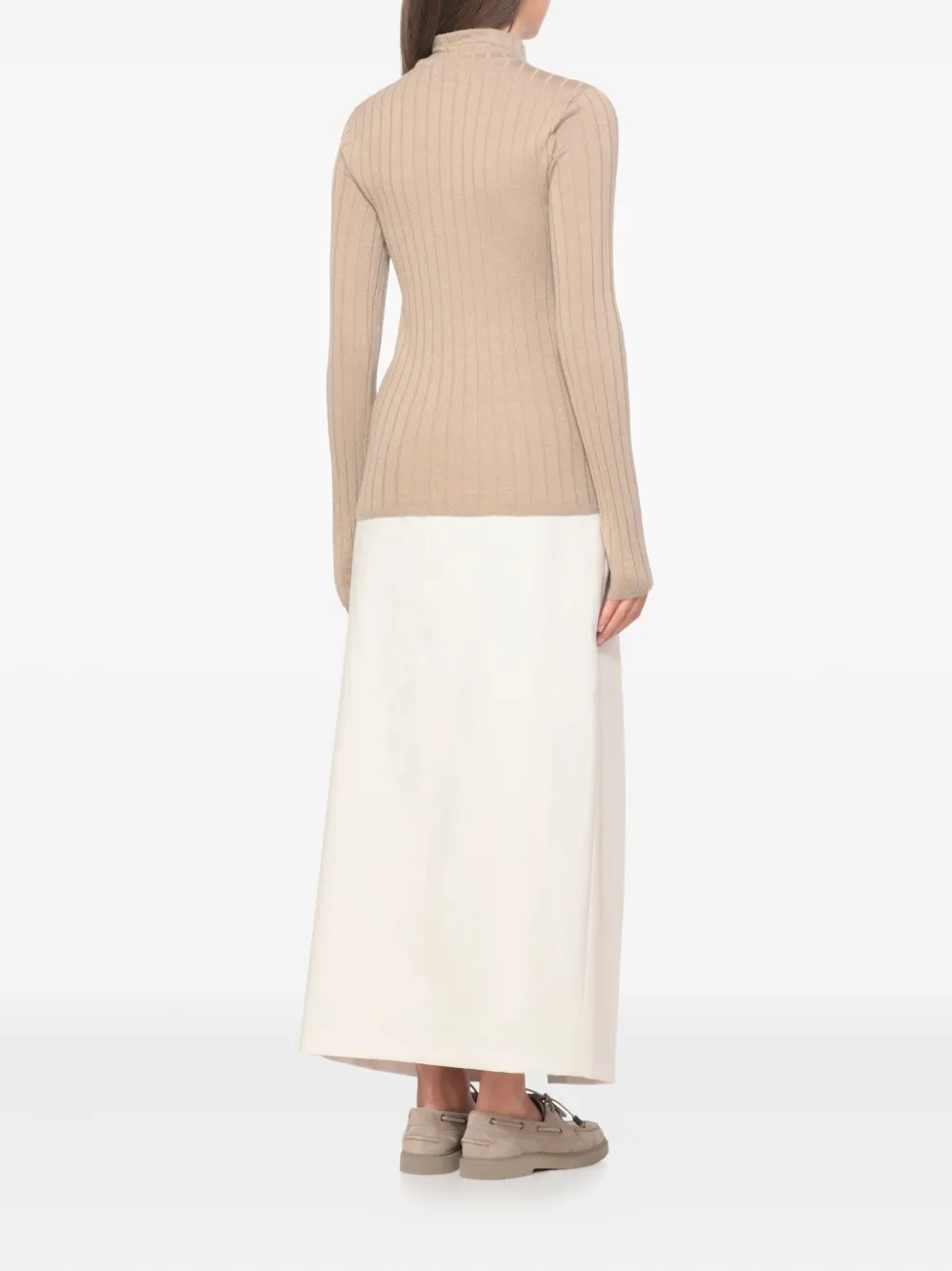Brunello Cucinelli Geribbelde lurex trui Beige