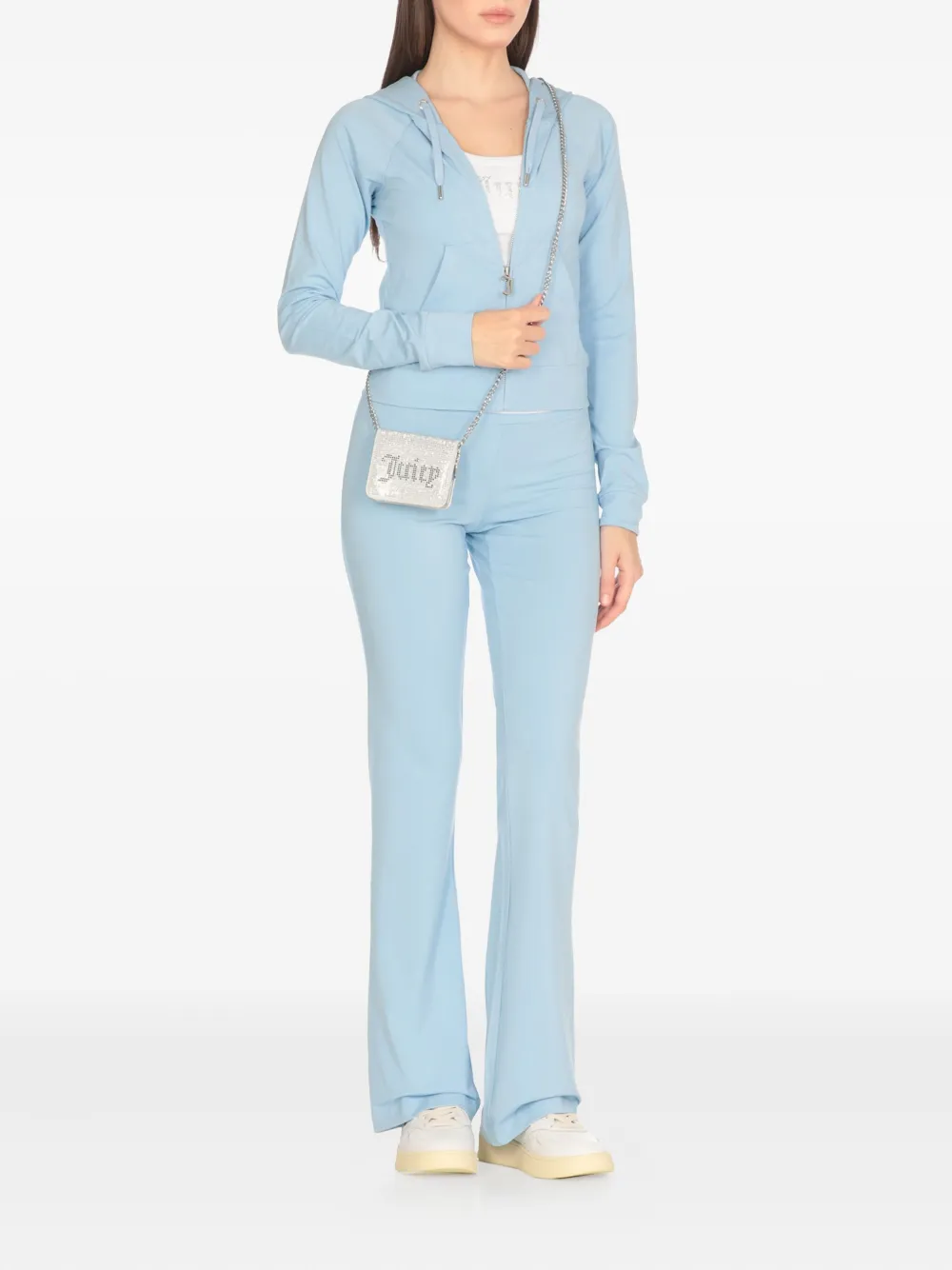 Juicy Couture rhinestone-embellished flared trousers - Blauw