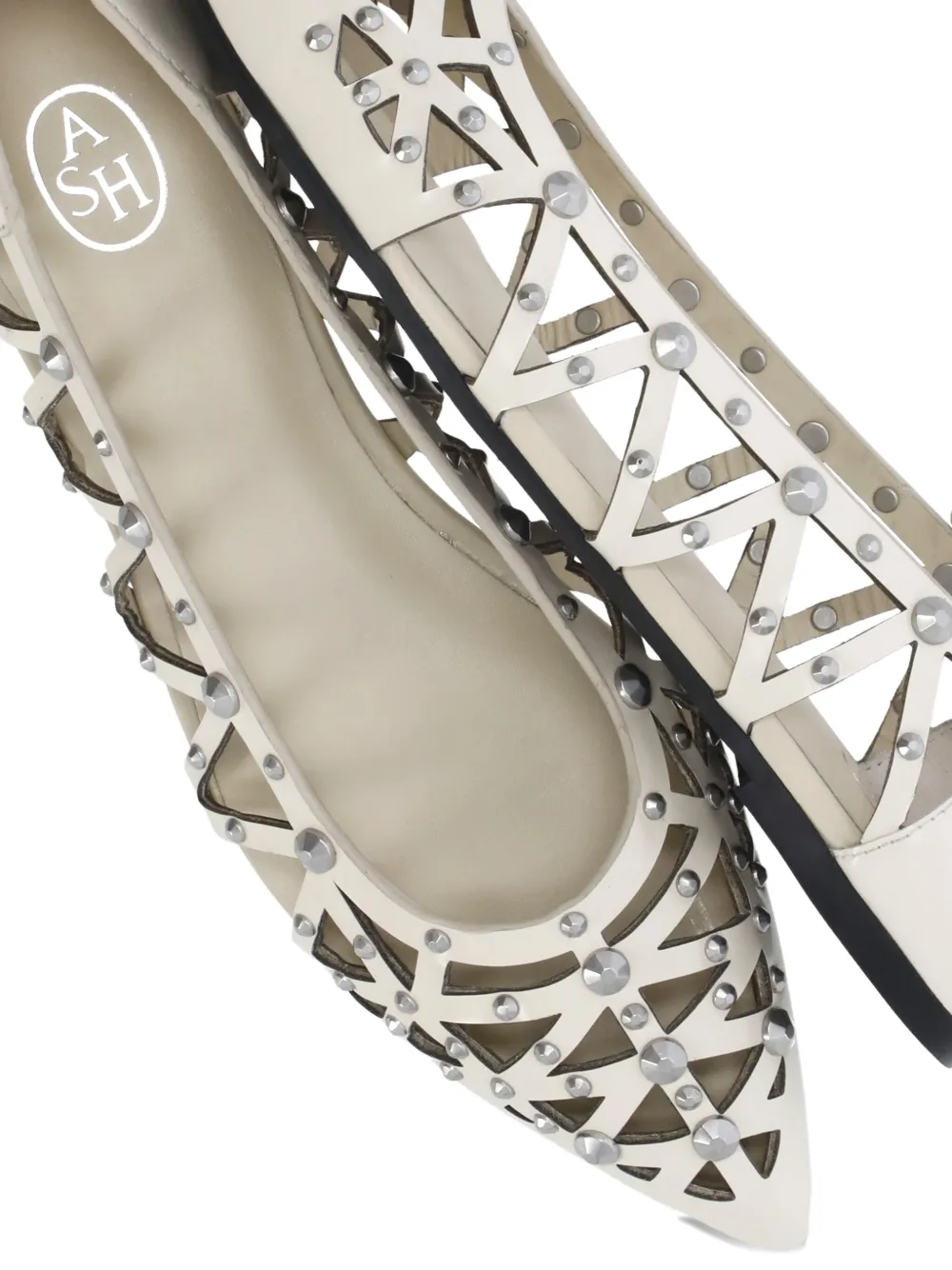 Ash pointed-toe studded ballet flats White