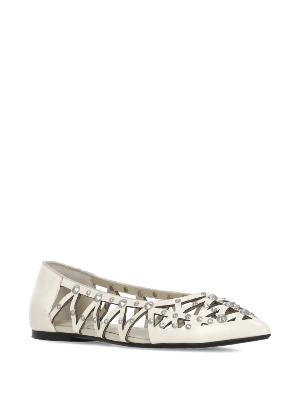 Ash pointed-toe studded ballet flats White