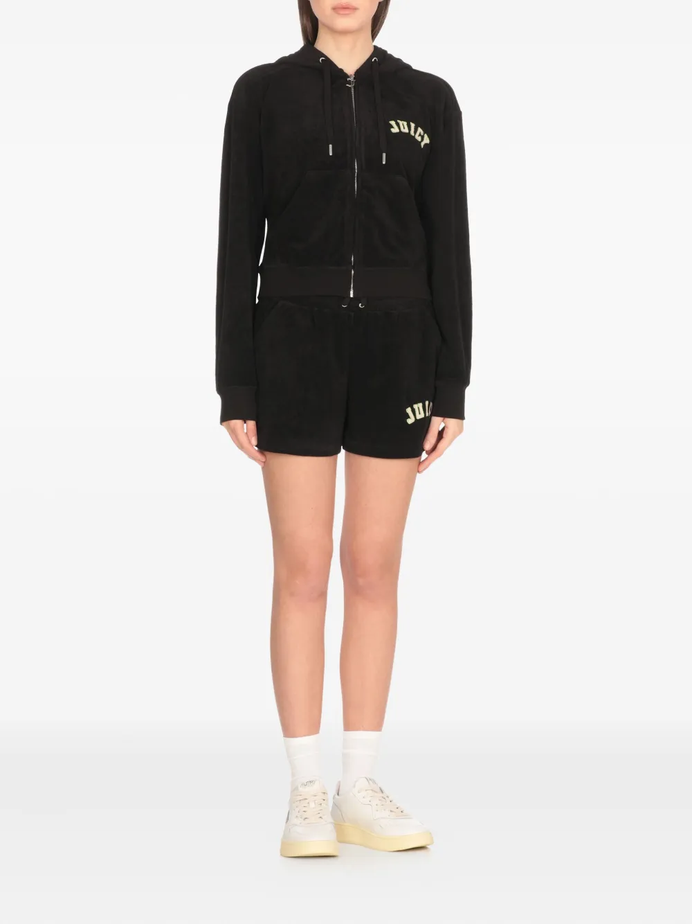 Juicy Couture logo-embroidered zip-up hoodie - Zwart