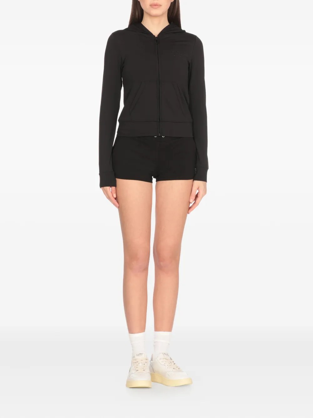 Juicy Couture logo-embellished hooded zip-up hoodie - Zwart