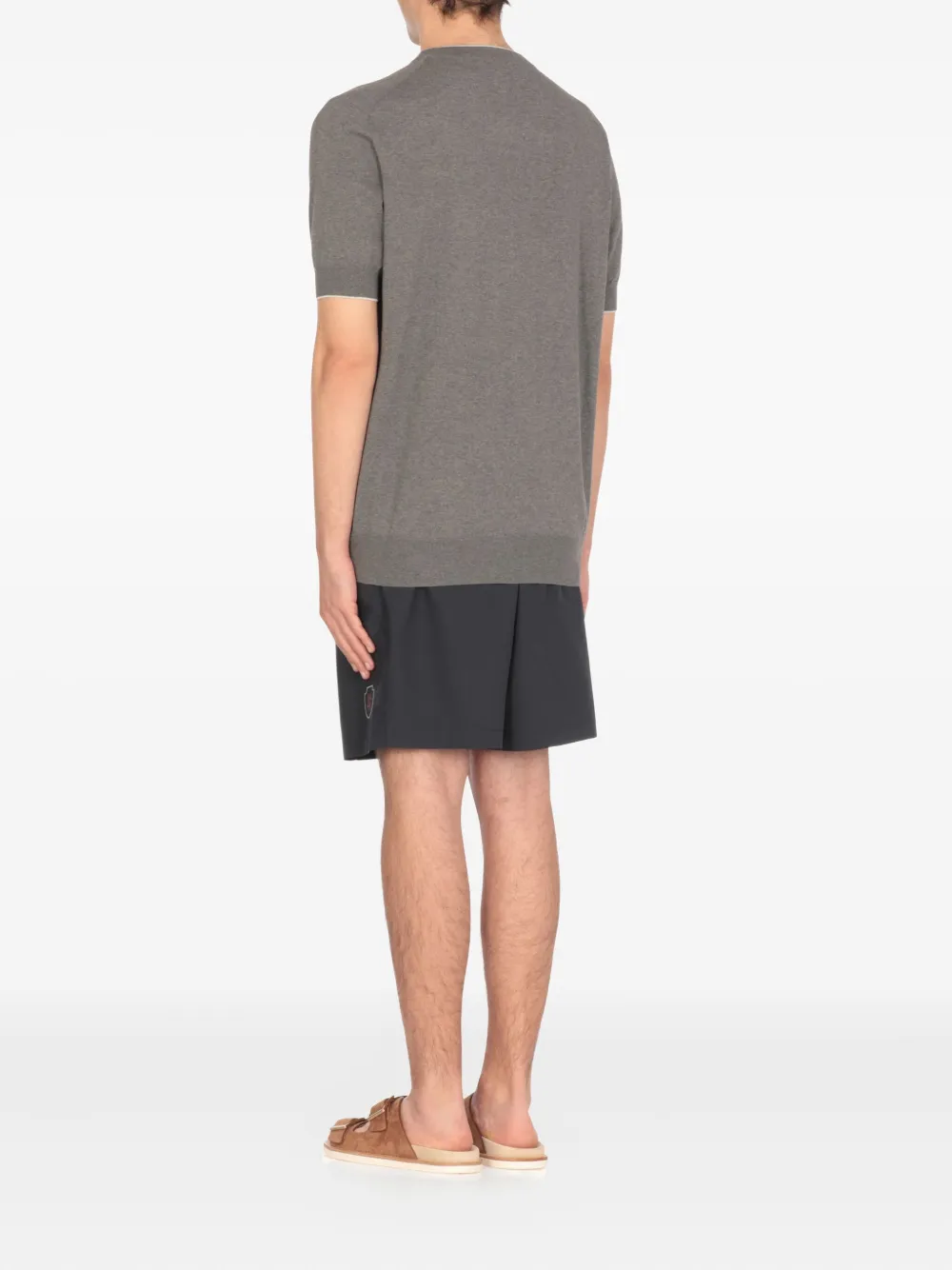 Brunello Cucinelli ribbed-trim short-sleeve sweater Grijs