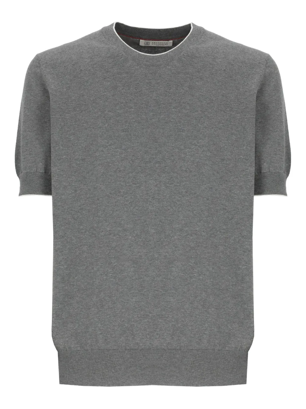 Brunello Cucinelli ribbed-trim short-sleeve sweater Grijs