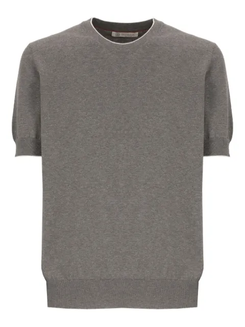 Brunello Cucinelli ribbed-trim short-sleeve sweater
