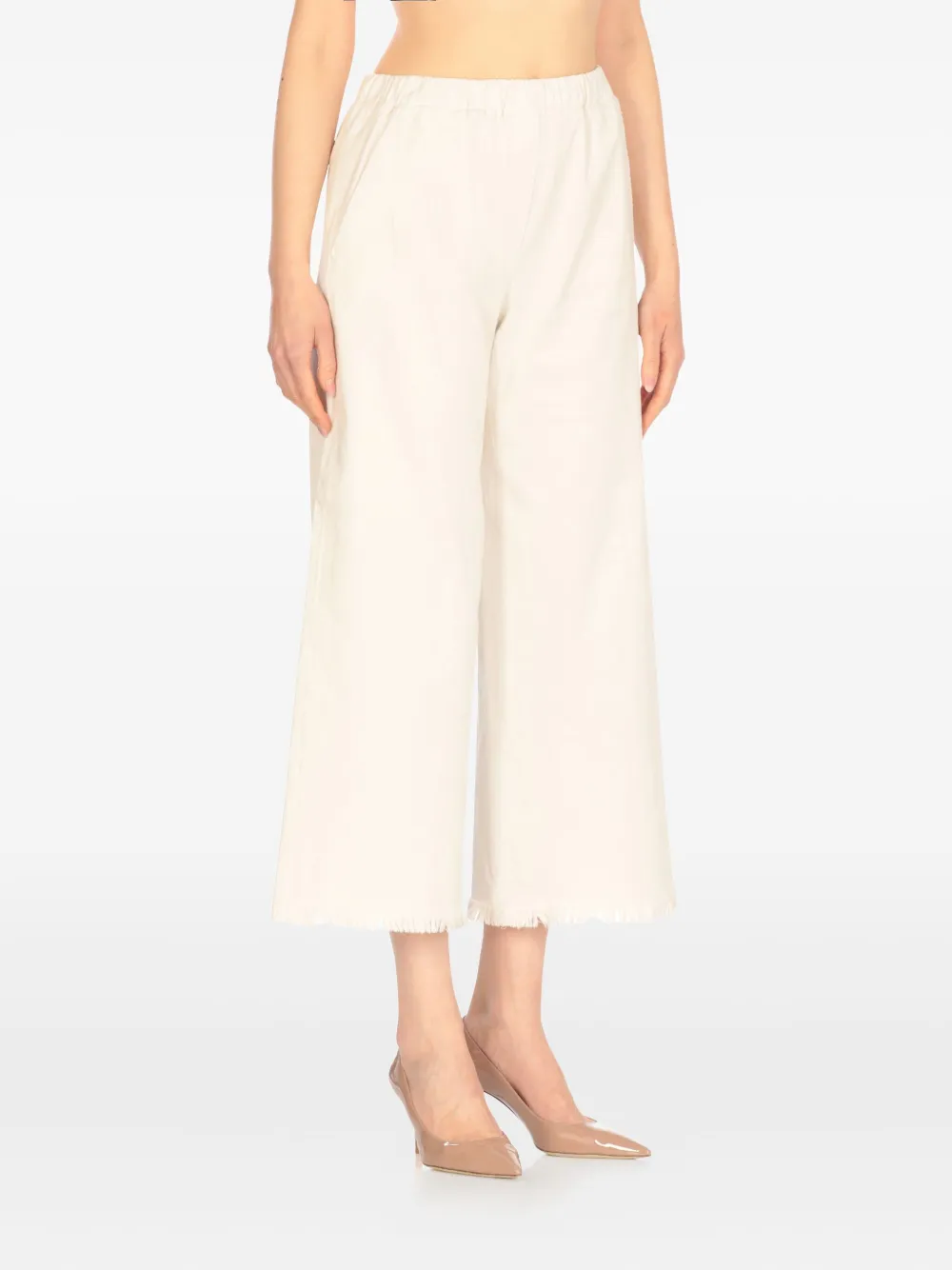 Antonelli elastic-waist frayed-hem trousers - IVORY