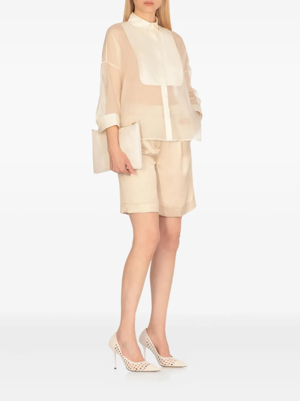 Peserico button-front sheer shirt - Beige