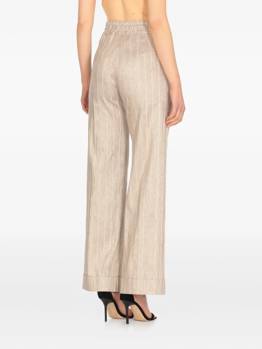 D.Exterior striped straight-leg trousers - Goud