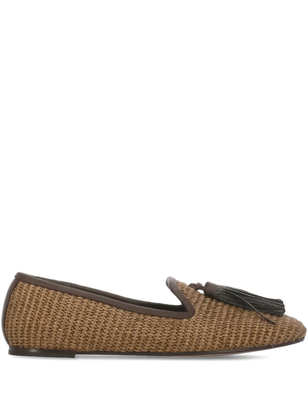 Brunello Cucinelli Monili woven tassel loafers Brown