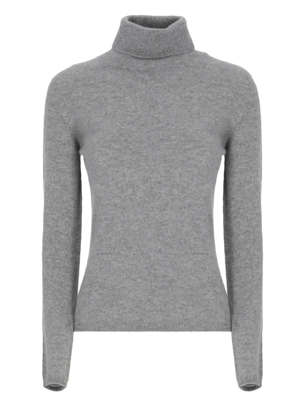 Vanisé Cashmere Turtleneck Sweater Ribbed Trims In Gray