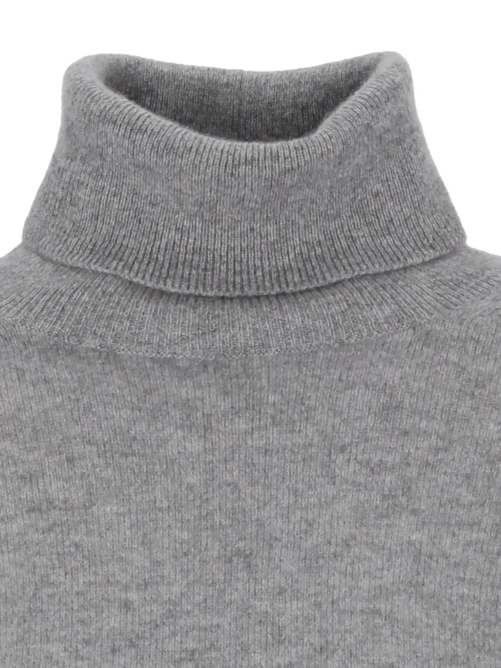Vanisé Cashmere Turtleneck Sweater Ribbed Trims In Gray
