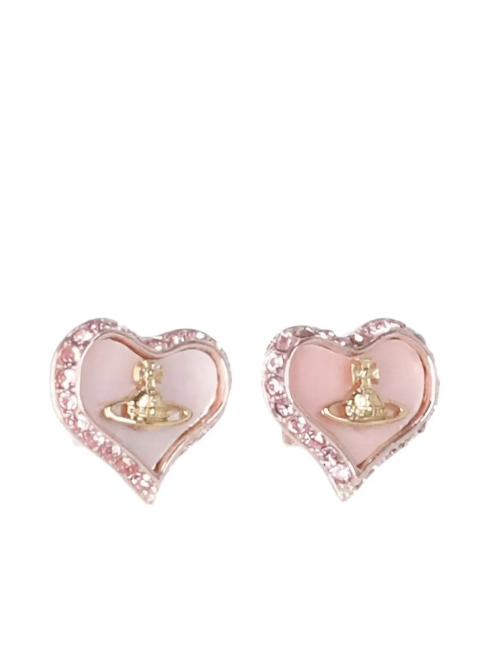 Vivienne Westwood Orb Heart Earrings In Pink