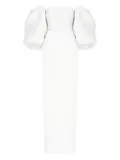 Solace London puff-sleeves off-shoulder maxi evening dress - White