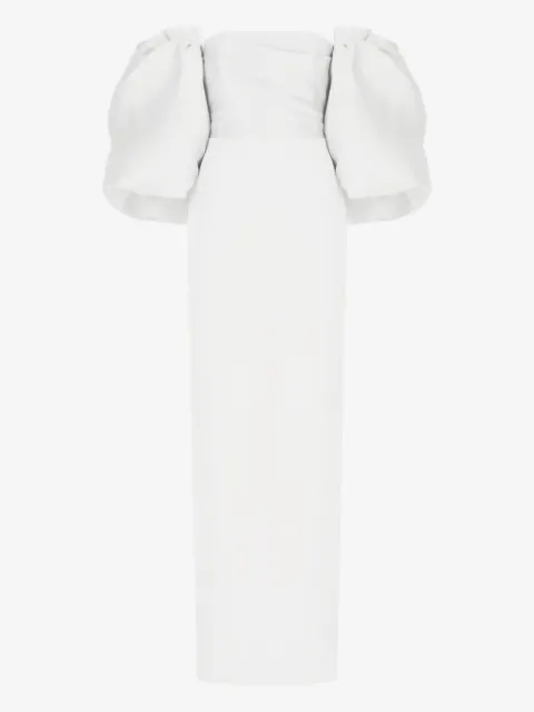 Solace London puff-sleeves off-shoulder maxi evening dress