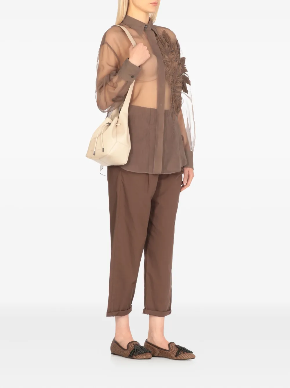Brunello Cucinelli Mellow bucket-tas met trekkoord Beige