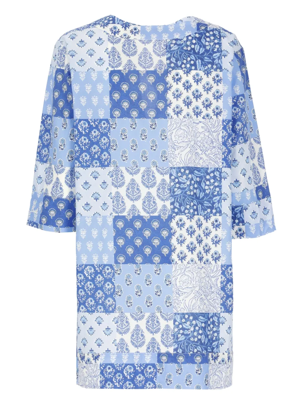 MC2 Saint Barth patchwork V-neck mini dress - Blauw