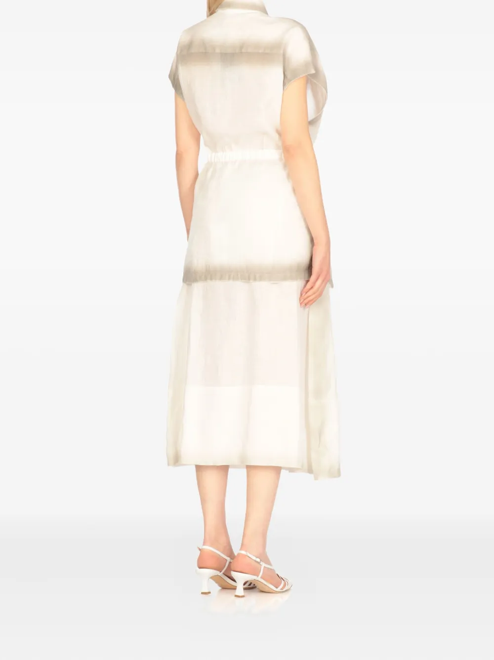 Fabiana Filippi Linnen blouse met trekkoordtaille Beige