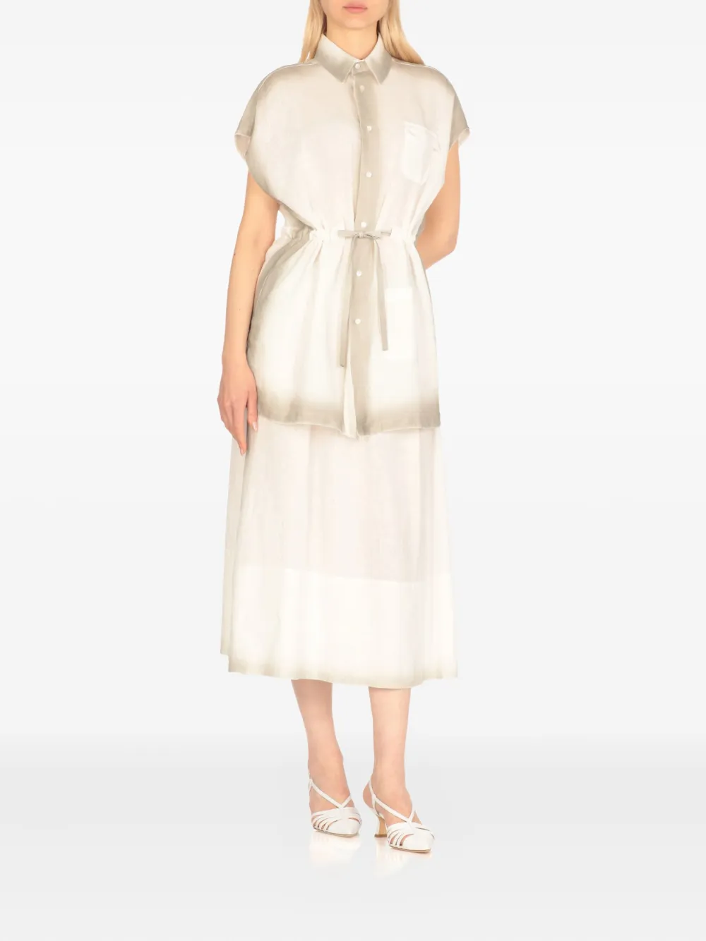 Fabiana Filippi drawstring-waist linen shirt - Beige