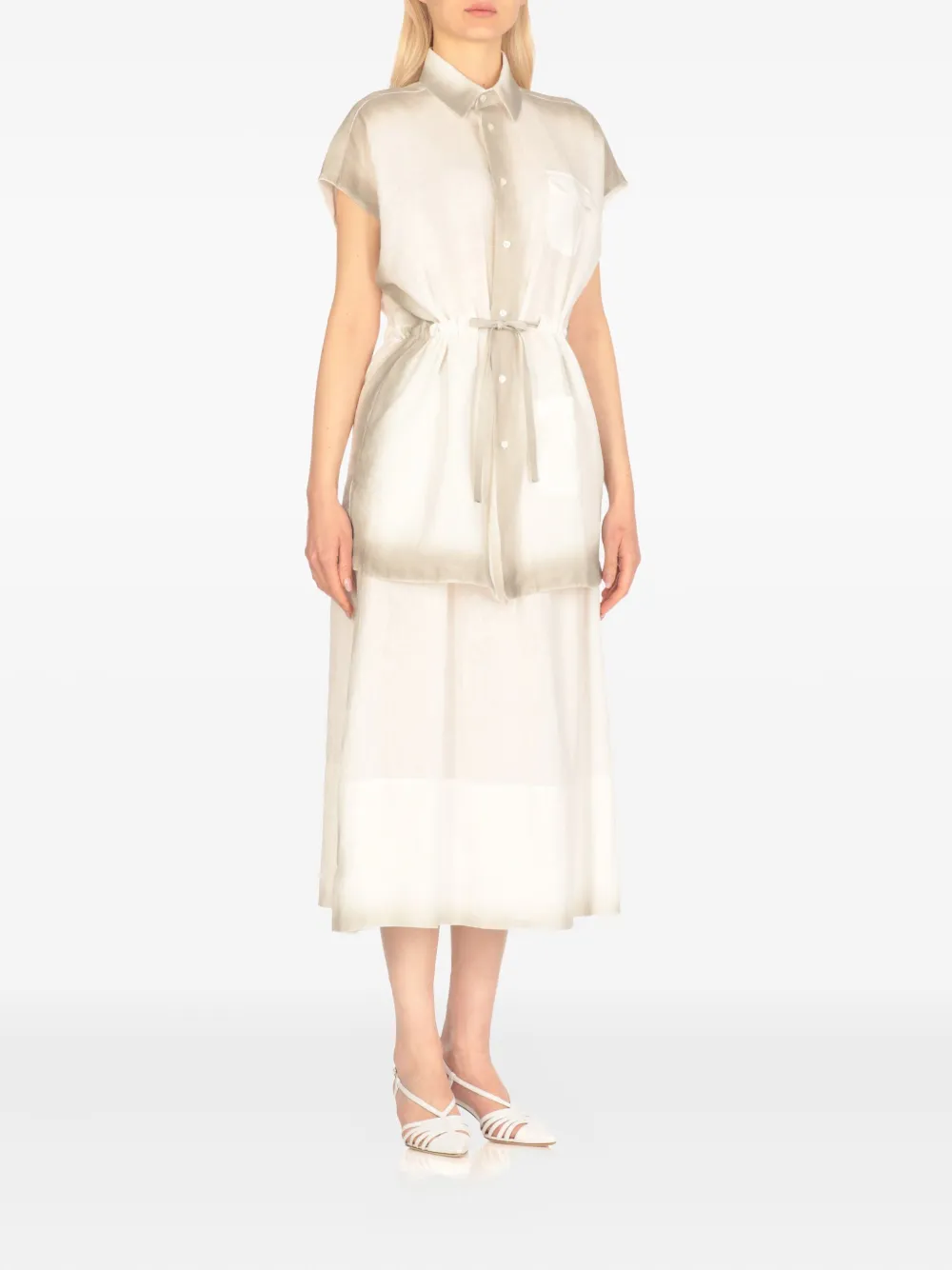 Fabiana Filippi Linnen blouse met trekkoordtaille Beige