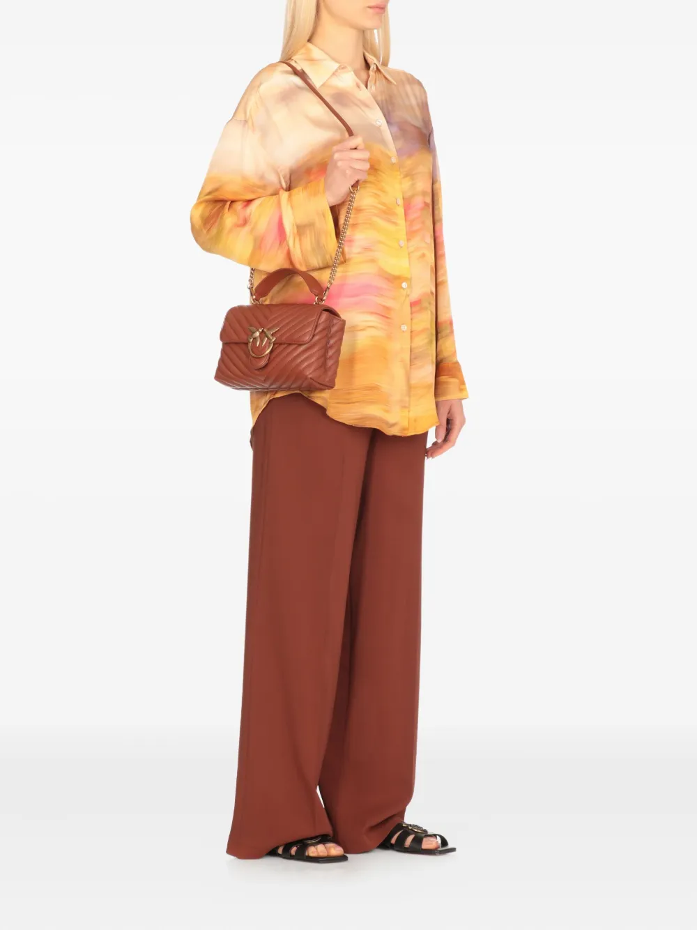 PINKO Love Birds gewatteerde shopper met gesp - Bruin