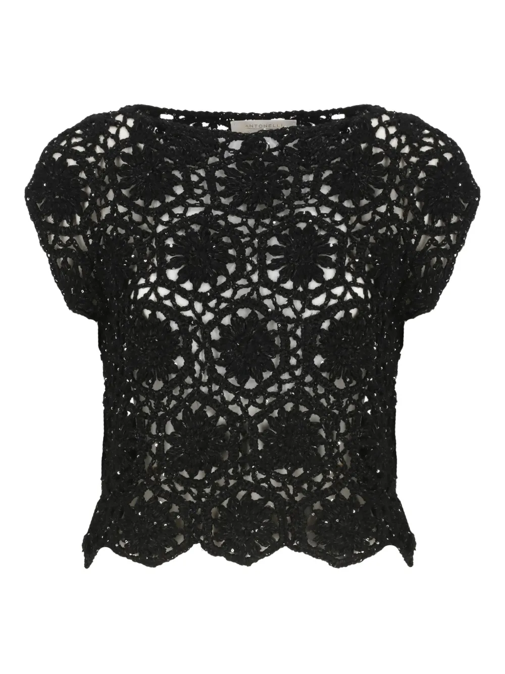 sequin-embellished crochet top