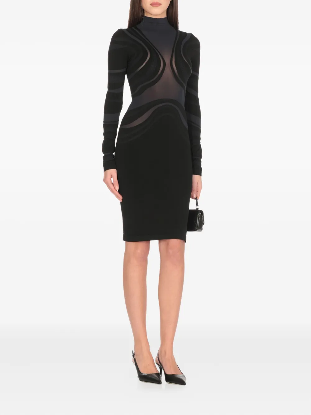 Wolford high-neck sheer-panelled dress - Zwart