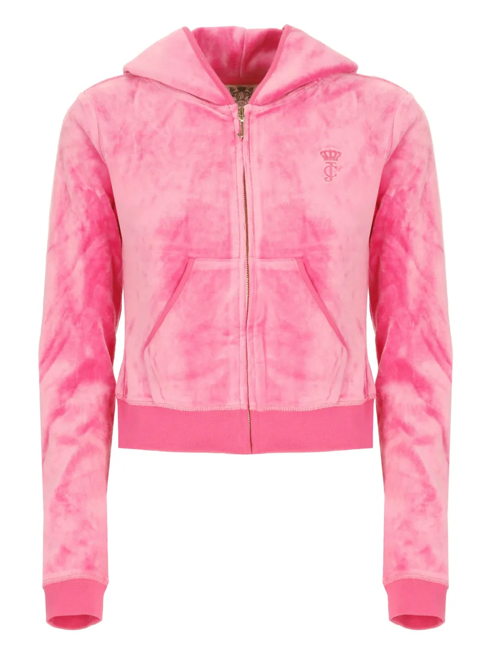 embroidered-logo hooded zip-up hoodie