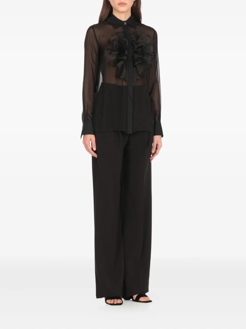 Elisabetta Franchi ruffled collar shirt - Zwart