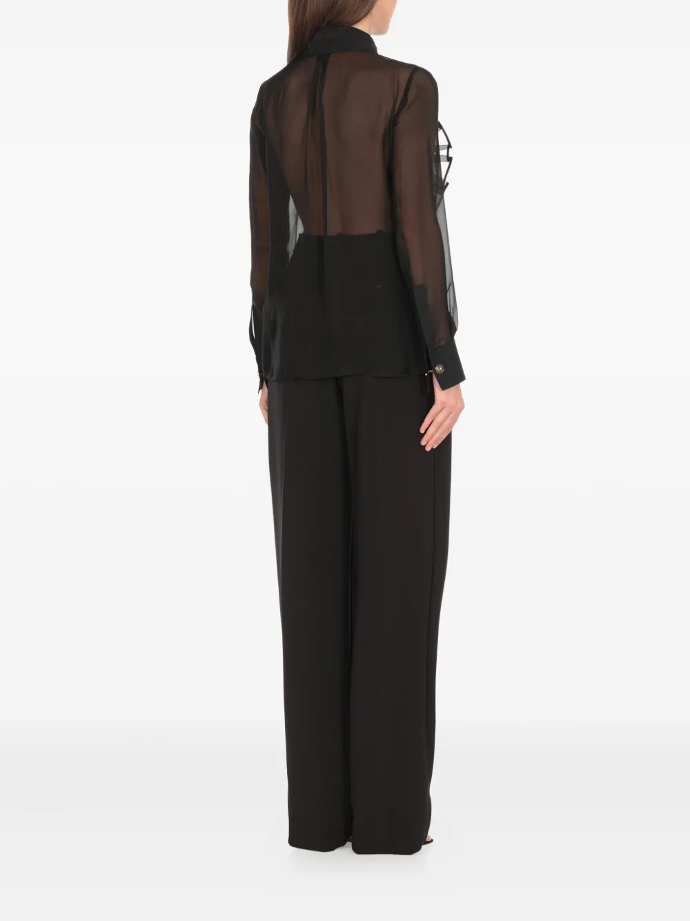 Elisabetta Franchi Blouse met ruches en kraag Zwart