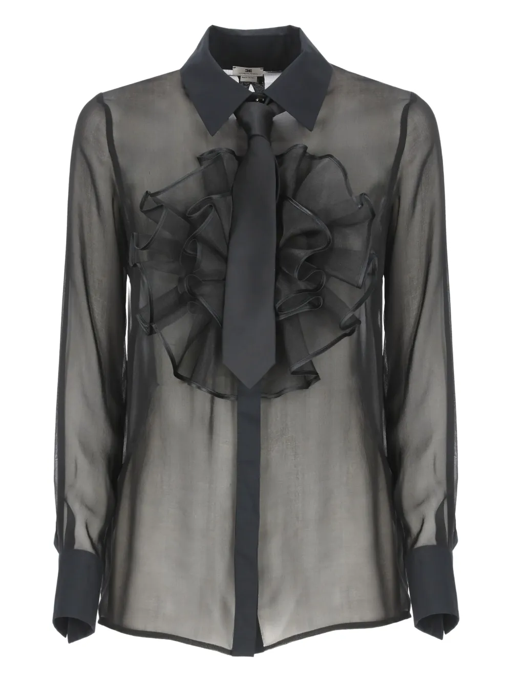 Elisabetta Franchi Blouse met ruches en kraag Zwart