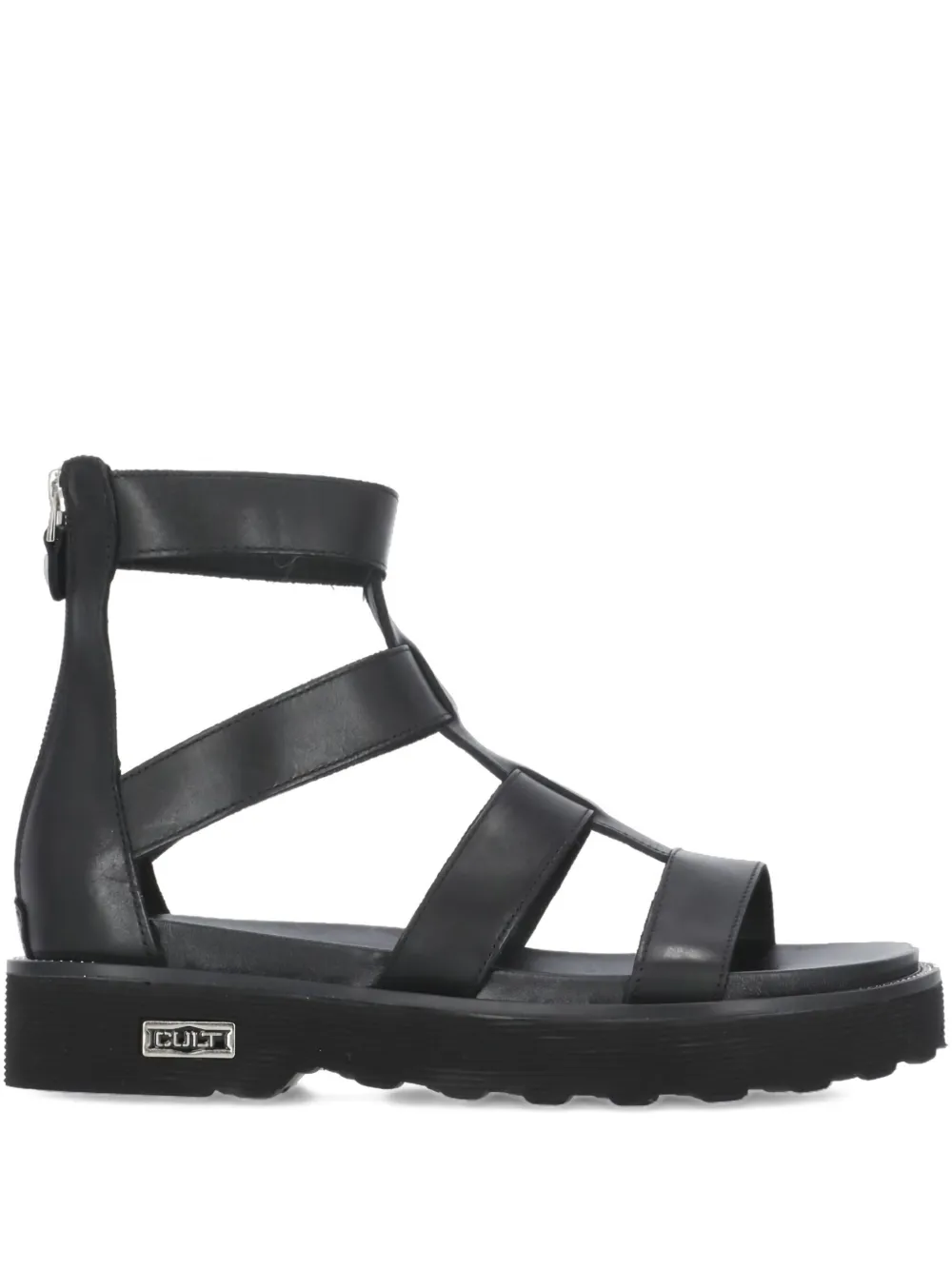 Cult leather zip-fastening sandals Black