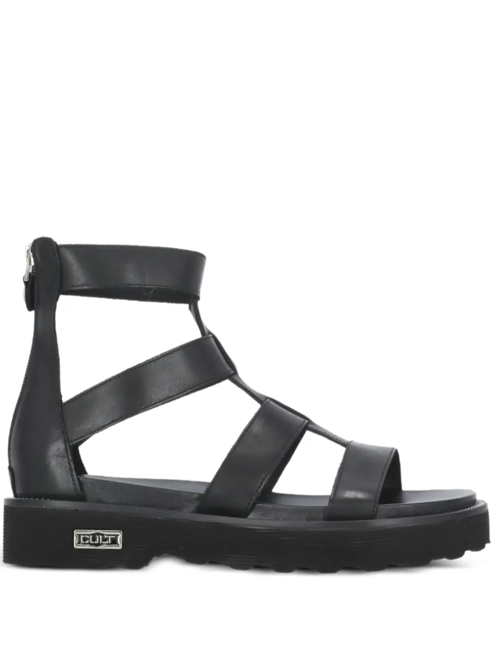 Cult leather zip-fastening sandals Black