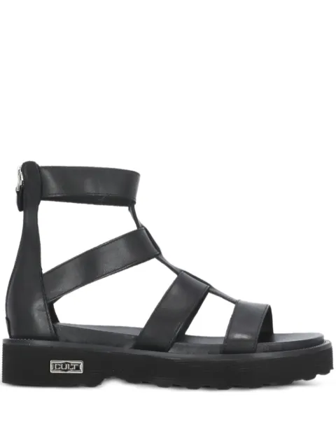 Cult leather zip-fastening sandals