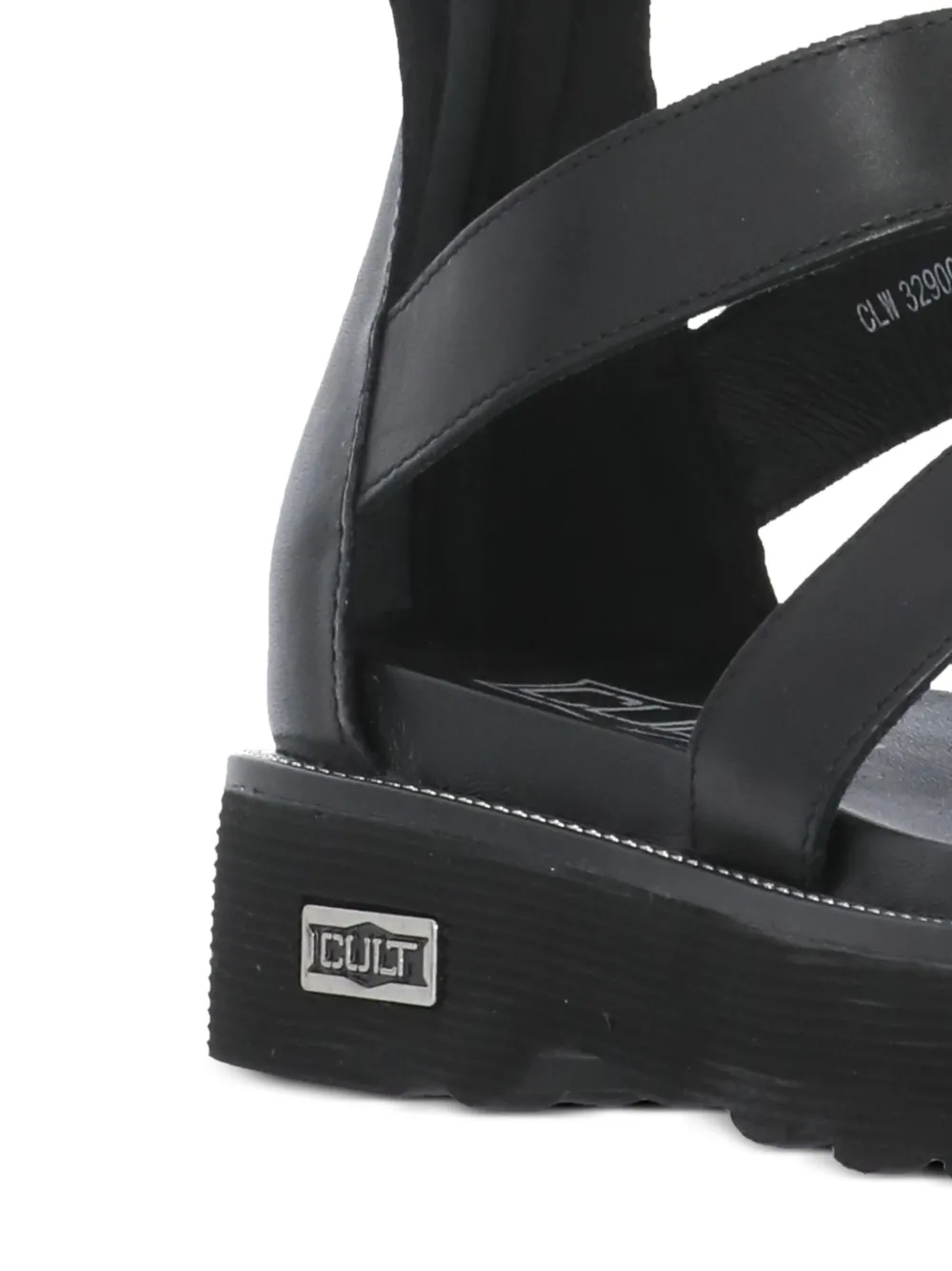 Cult leather zip-fastening sandals Black