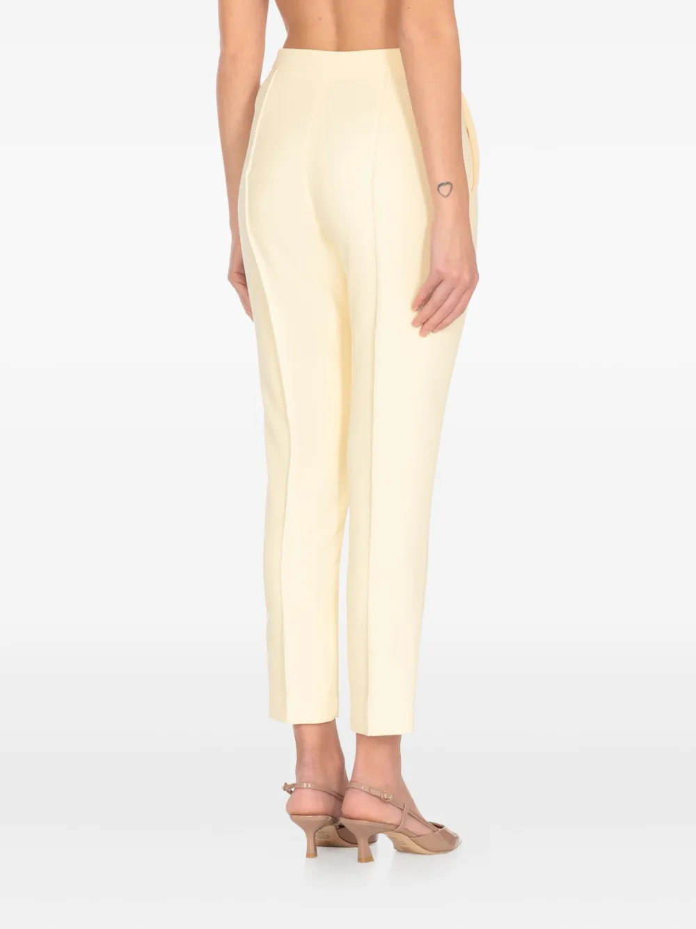 Elisabetta Franchi Broek met logoplakkaat en split Geel